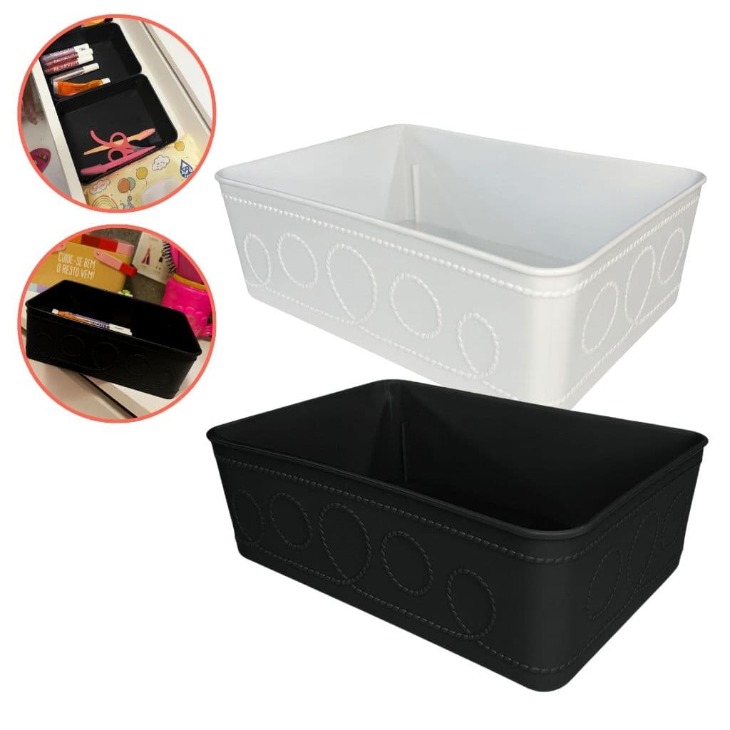 Kit Organizador Gaveta Cesto Empilhavel Banheiro Porta Maquiagem Cozinha Multiuso Modular Geladeira