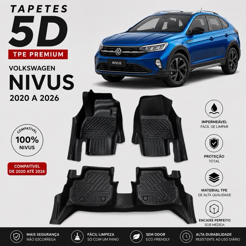 Tapete  Bandeja Automotivo TPE 5D Sob Medida NIVUS – Resistente, Lavável e Antiderrapante ✨