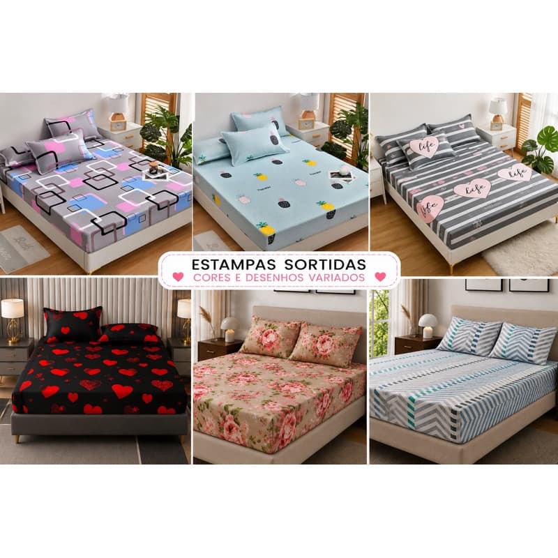 Jogo de Lençol Cama Casal 3 Pçs/Solteiro 2 pçs/1 fronha Microfibra Estampada premium