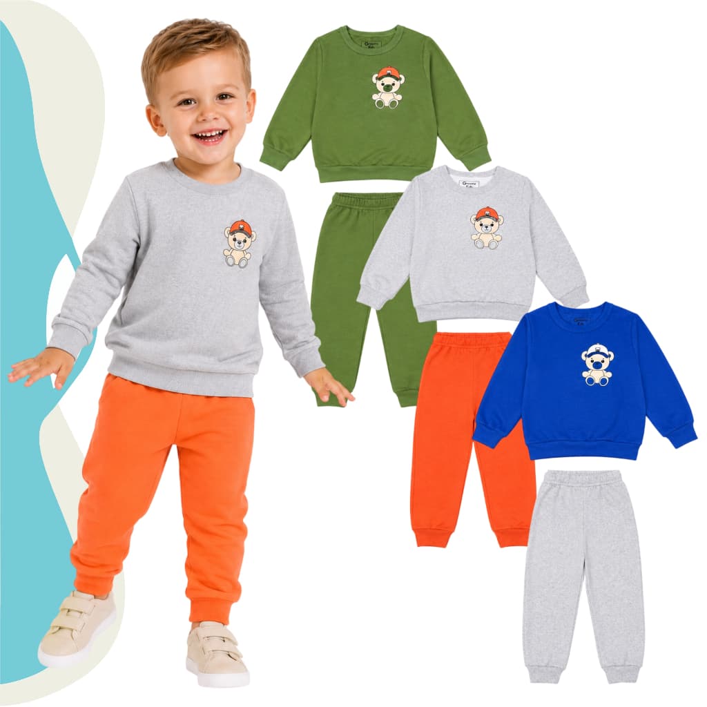 Kit 1, 2 ou 3 Conjunto Moletom Infantil Menino 1 a 3 Anos - Roupa Criança Masculino Para Frio do Inverno