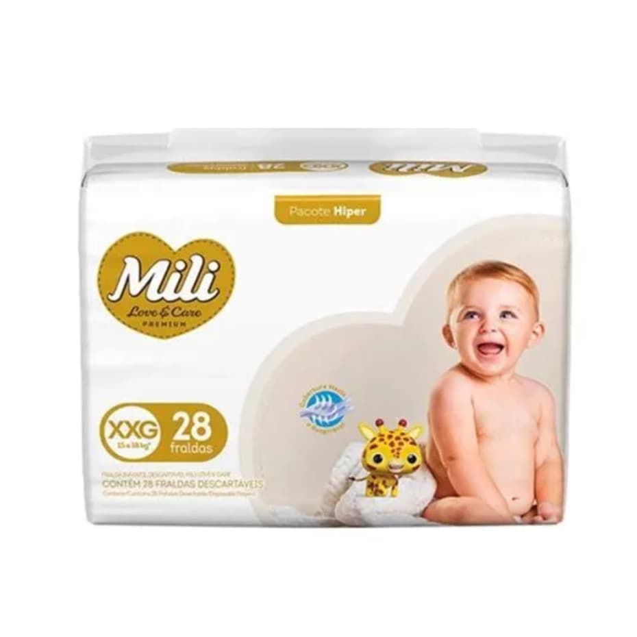Fralda Mili LoveCare Hiper c/ 28  unidades -  Tam XXG - Fraldas Descartáveis Bebê