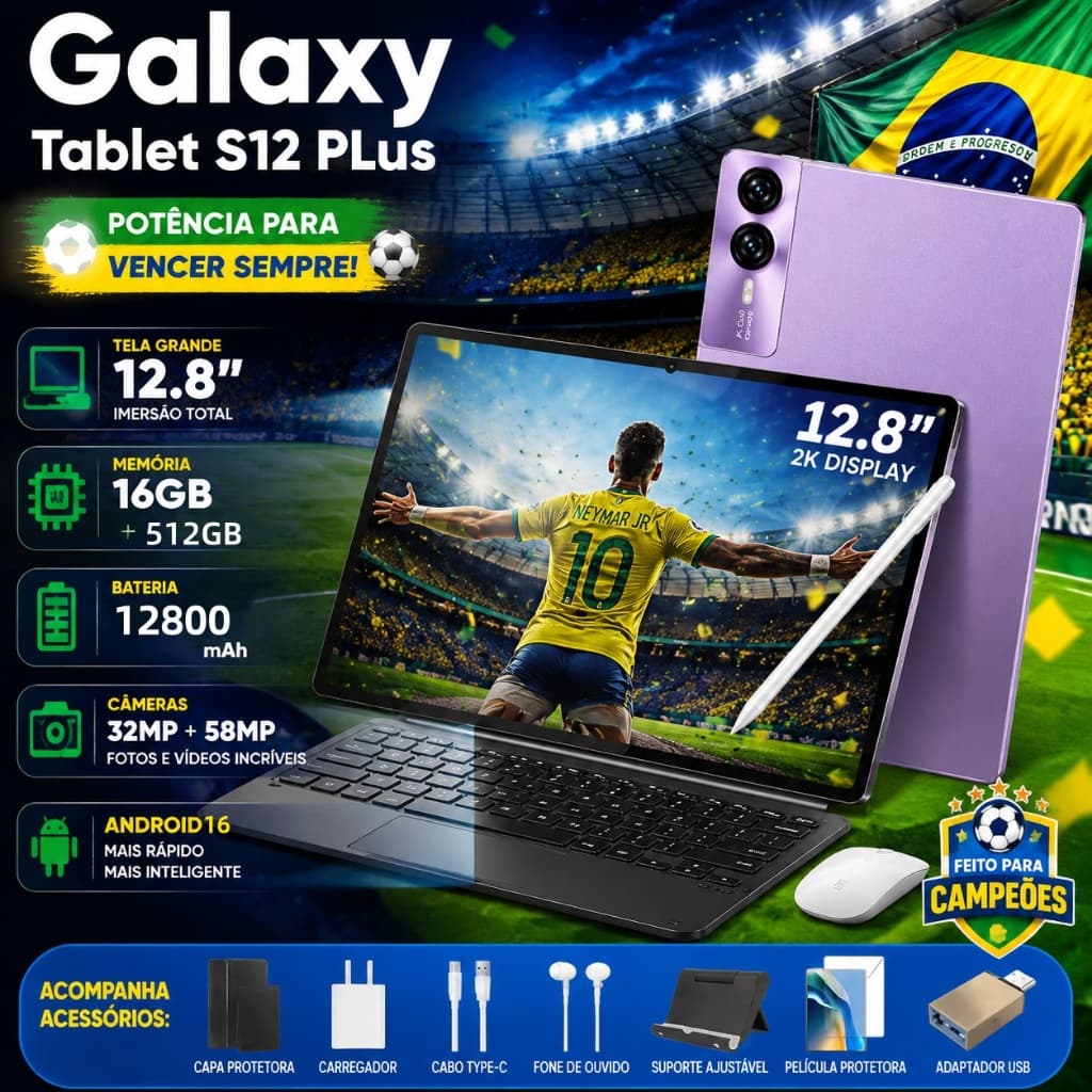 【Free Keyboard and mouse】Galaxy Tablet S12 Plus  12.8-inch Tablet 16GB+512GB 12800mAh Android 5G Dual-SIM 32MP + 58MP 5G