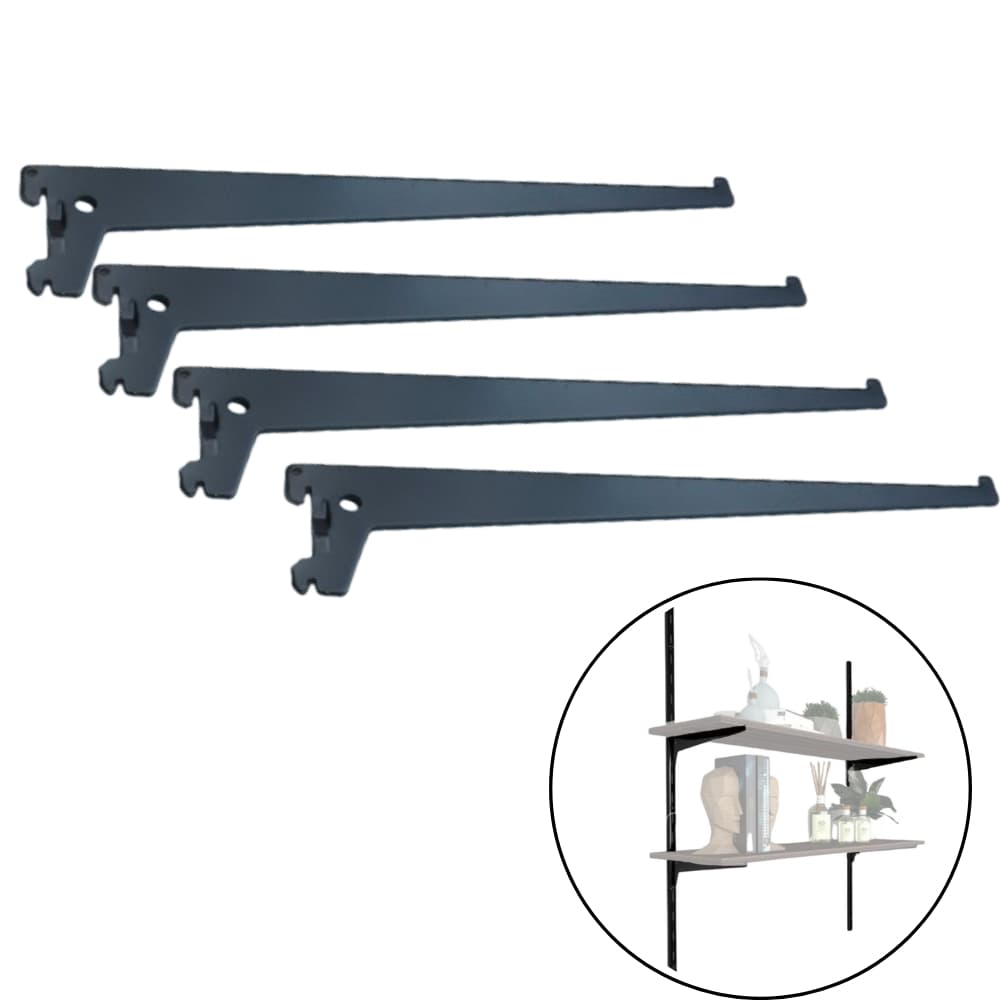 4 x Suporte Para Trilho Cremalheira Simples Encaixe De Parede Para Prateleira FICO