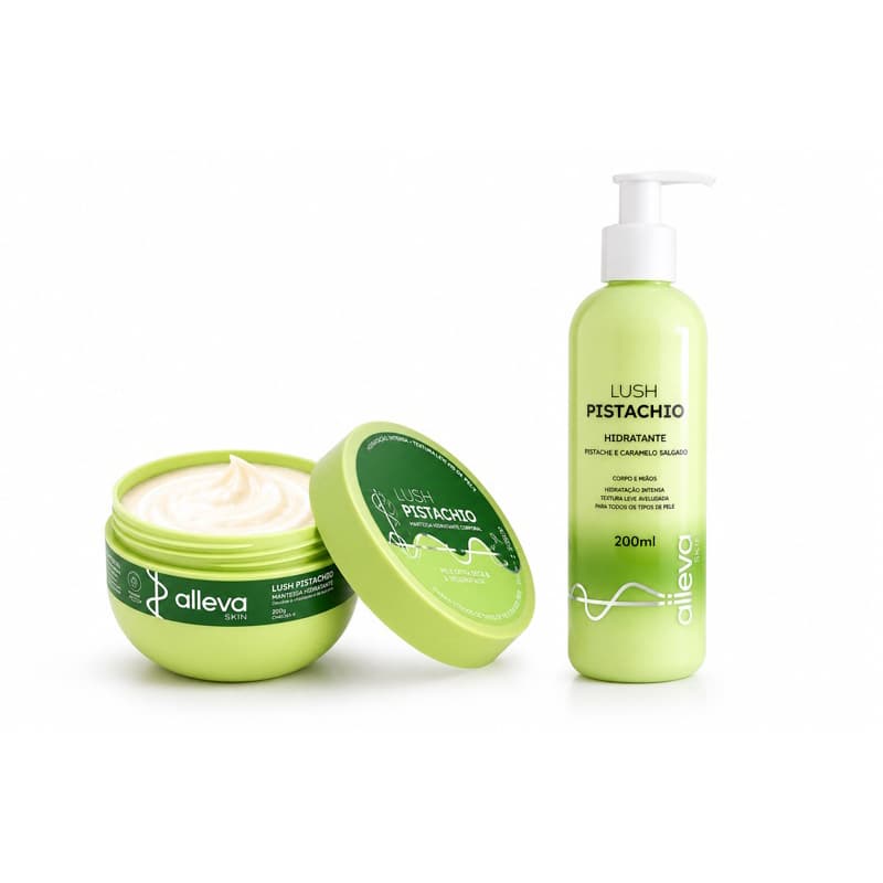 Kit Hidratante Corporal Lush Pistachio Alleva Skin 2 Itens Manteiga Hidratante 200g + Hidratante Corporal 200ml Pistache