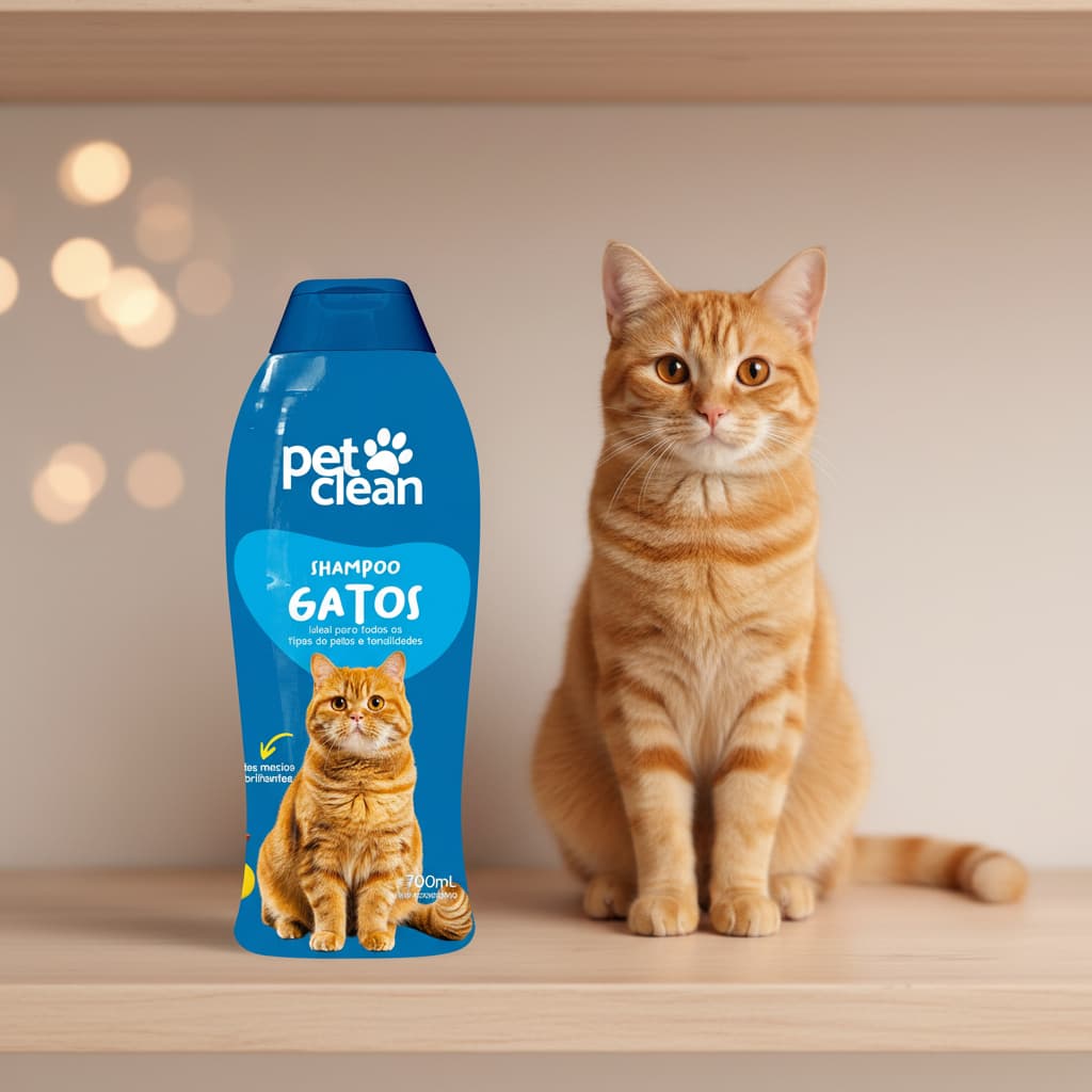 Shampoo e Condicionador para Gatos Pet Clean 700ml com Oleo de Amendoas