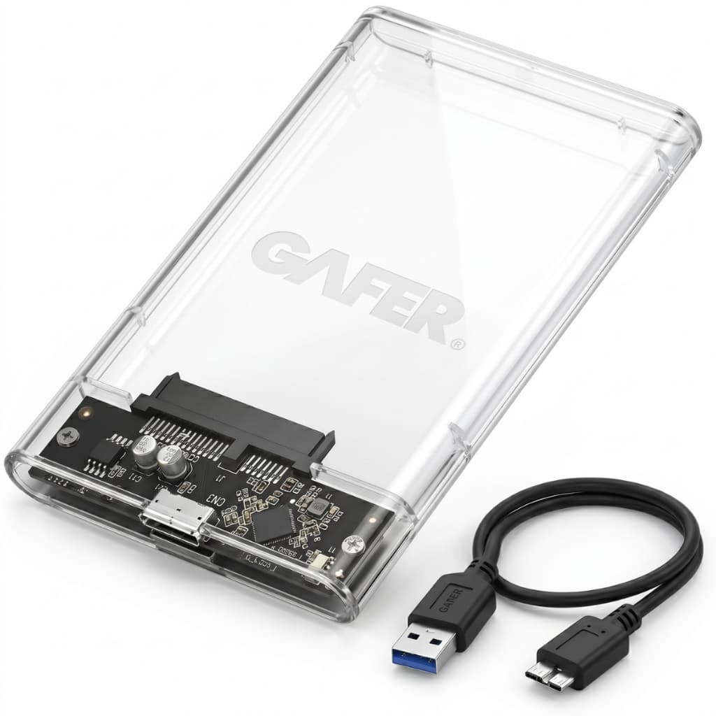 Case Adaptador Gaveta HD SSD 2.5 SATA III USB 3.0 Transparente Portatil Plug Play P/ Notebooks e PCs - Alta Velocidade