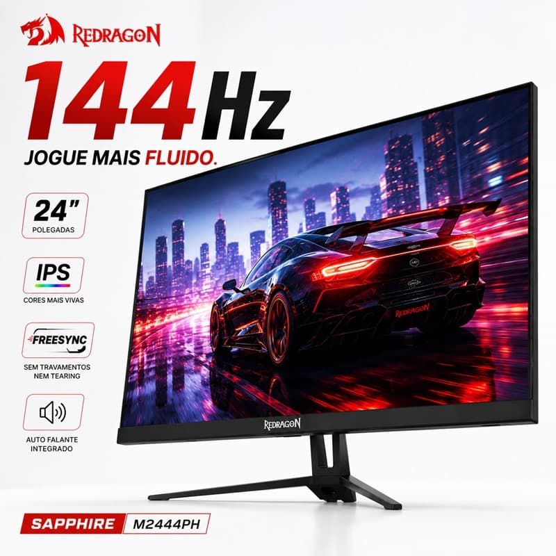 Monitor Gamer Redragon Sapphire 23,8" 144Hz IPS Full HD FreeSync HDMI DP M2444PH