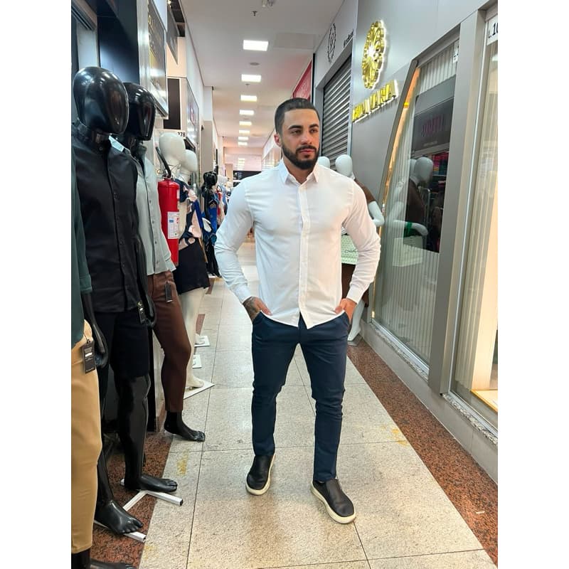 Camisa Social Manga Longa Slim Confort
