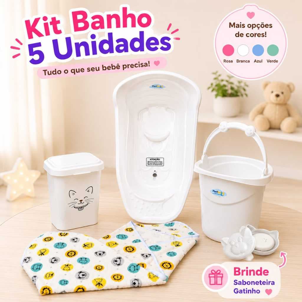 Kit Banho Bebe Completo Banheira 20L + Ofurô 11L + Toalha de banho Papi