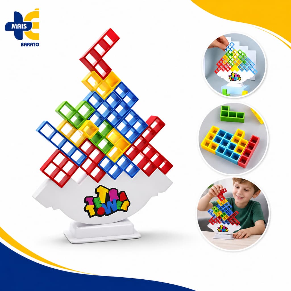 Jogo Equilibrio Tetris Brinquedo Montar Infantil Divertido Equilibrio Desafio Familia Viagem Criança