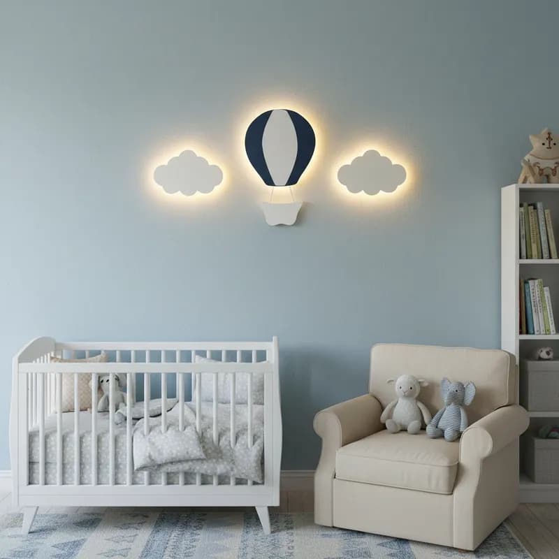 Nuvem Com Led + Balão Com Led Luminaria Bebe Kit Com 3 Peças para decoração quarto de bebe