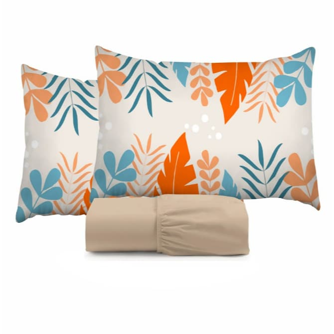 Jogo de Cama Kit 3 Peças Lençol Casal Queen King Kit com Elastico 400 Fios Micropercal Estampado