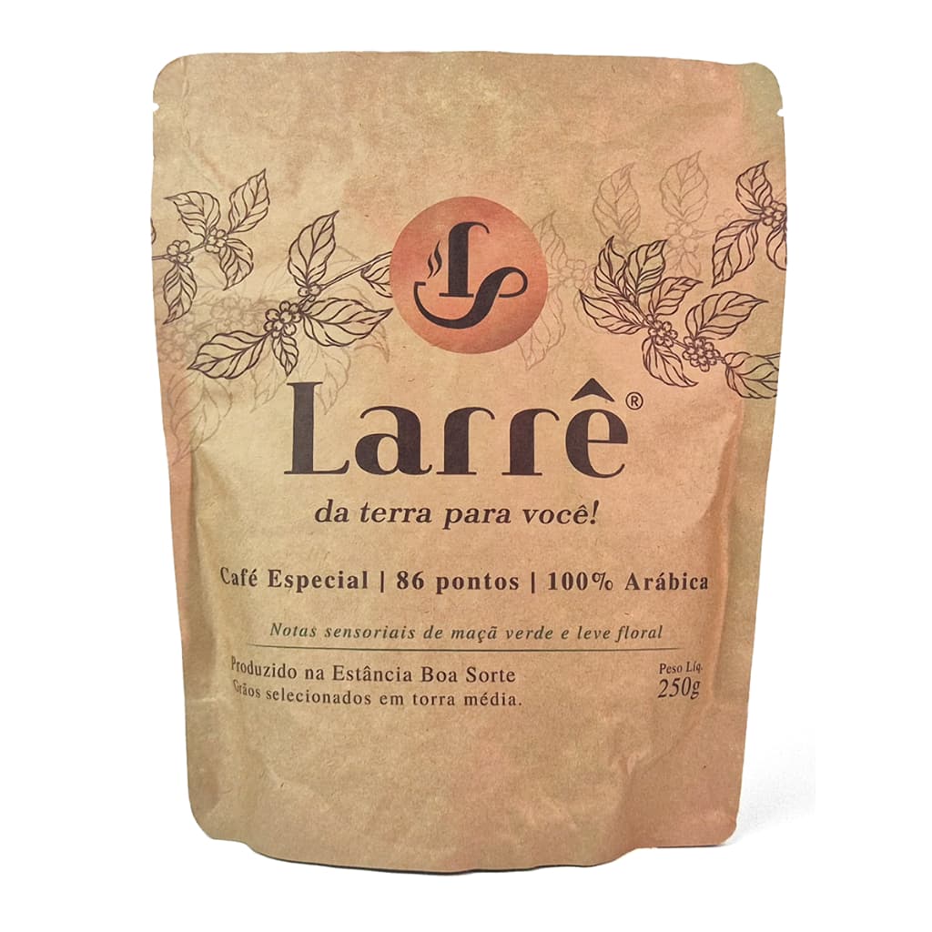 Café Especial Maçã Verde Larrê Em Grãos Torrado Pacote 250g Torra Média Clara 100% Arábica 86 Pontos Alta Mogiana