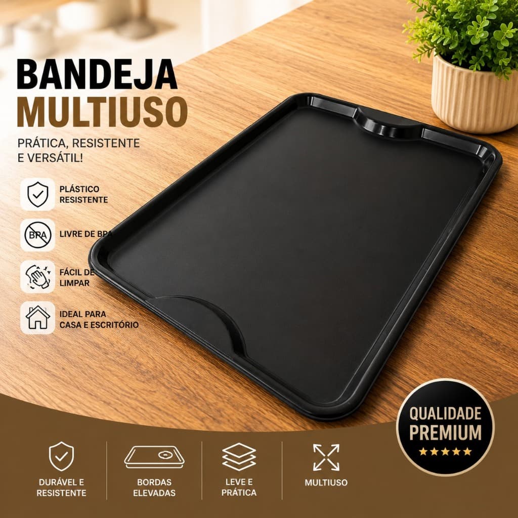 Kit Jogo ate 20 Bandejas Refeitório Fast Food Cozinha Cafe Plastica 48x33 cm Loop