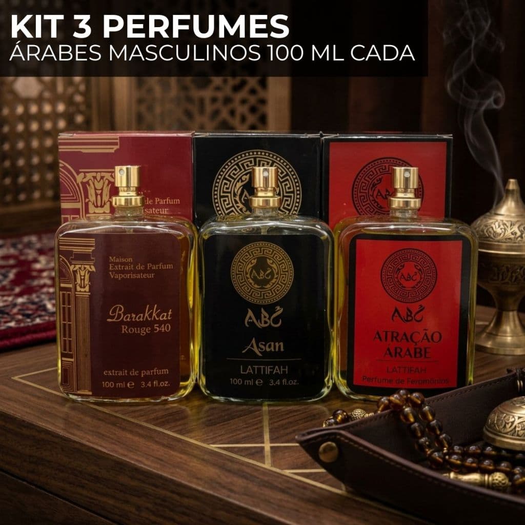 Kit 3 Perfume Árabe Masculino 100ml cada Amadeirados Importados Marcante e Sofisticado