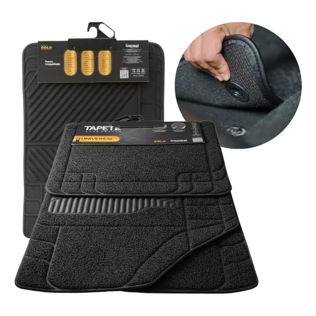 Kit Tapetes Automotivo Kapazi Universal Capacho Vinil Customizável Premium Antiderrapente