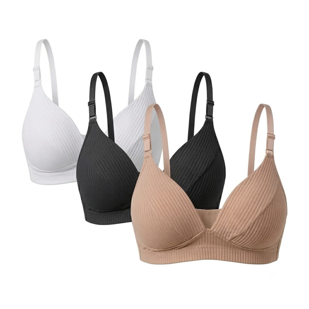 Kit 2 Sutiã com Bojo Molinho Feminino Top Canelado Sem Aro Macio Alça Fina Regulável Fitness