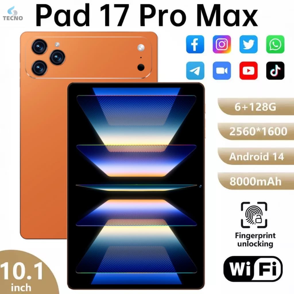 Tablet N17 Wifi com chip 10.1 10000mah Android 13, 6GB RAM 128GB Teclado+Mouse+Fones de ouvido Bluetooth Câmera