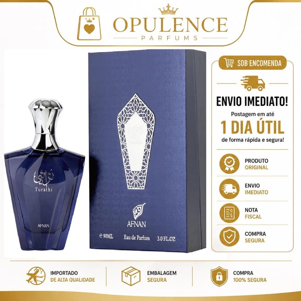 Perfume Turathi Blue Afnan Eau de Parfum 90ml Masculino Original Importado Arabe