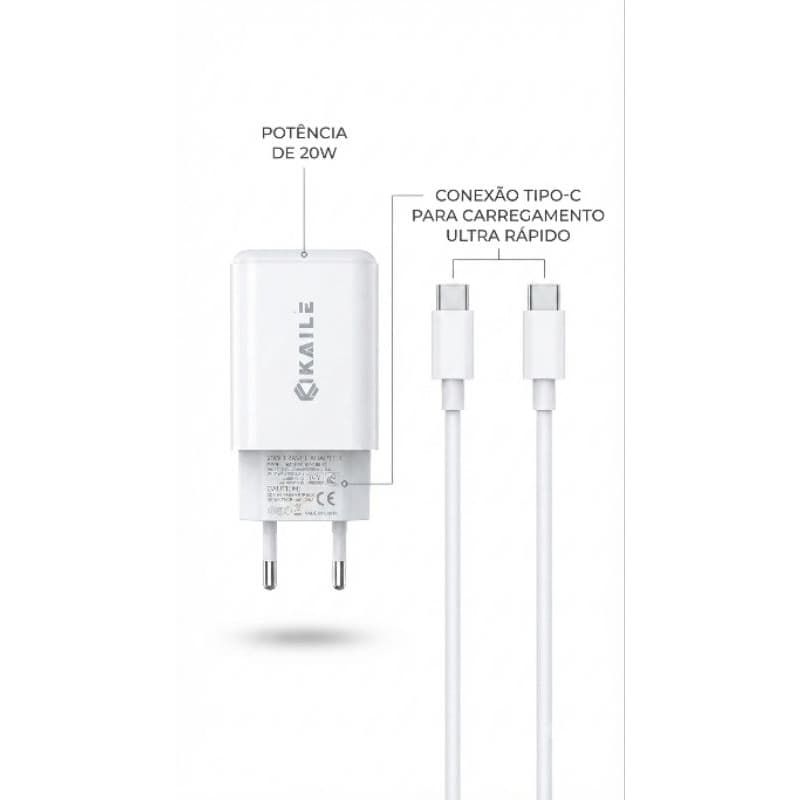 Carregador Rápido Baseus 20W Tomada Fonte Celular Carga Rápida Turbo Pd Para Iphone Xiaomi