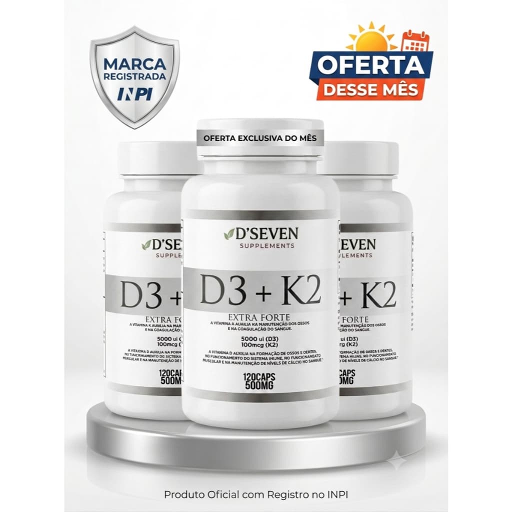 Vitamina D3 + Vitamina K2 D'Seven Extra Forte 120 Capsulas Cada Original
