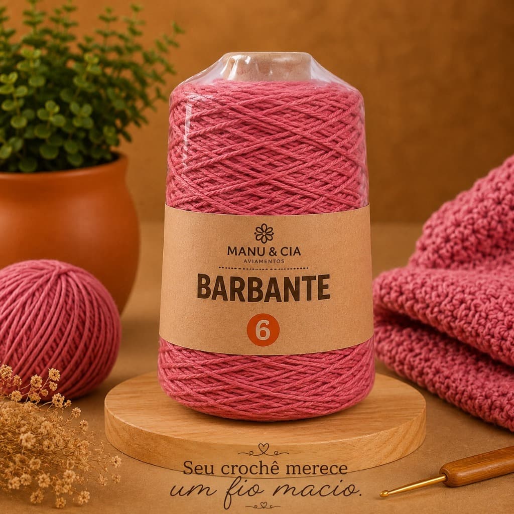 Barbante Nº6 Melancia para Crochê e Artesanato | Fio Resistente para Tapetes e Macramê