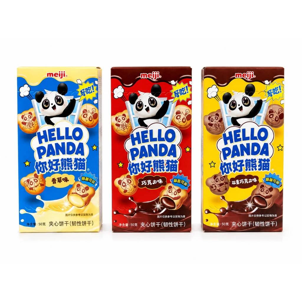 Biscoito Meiji Hello Panda Baunilha, Chocolate ou Chocolate Duplo 50g Importado China
