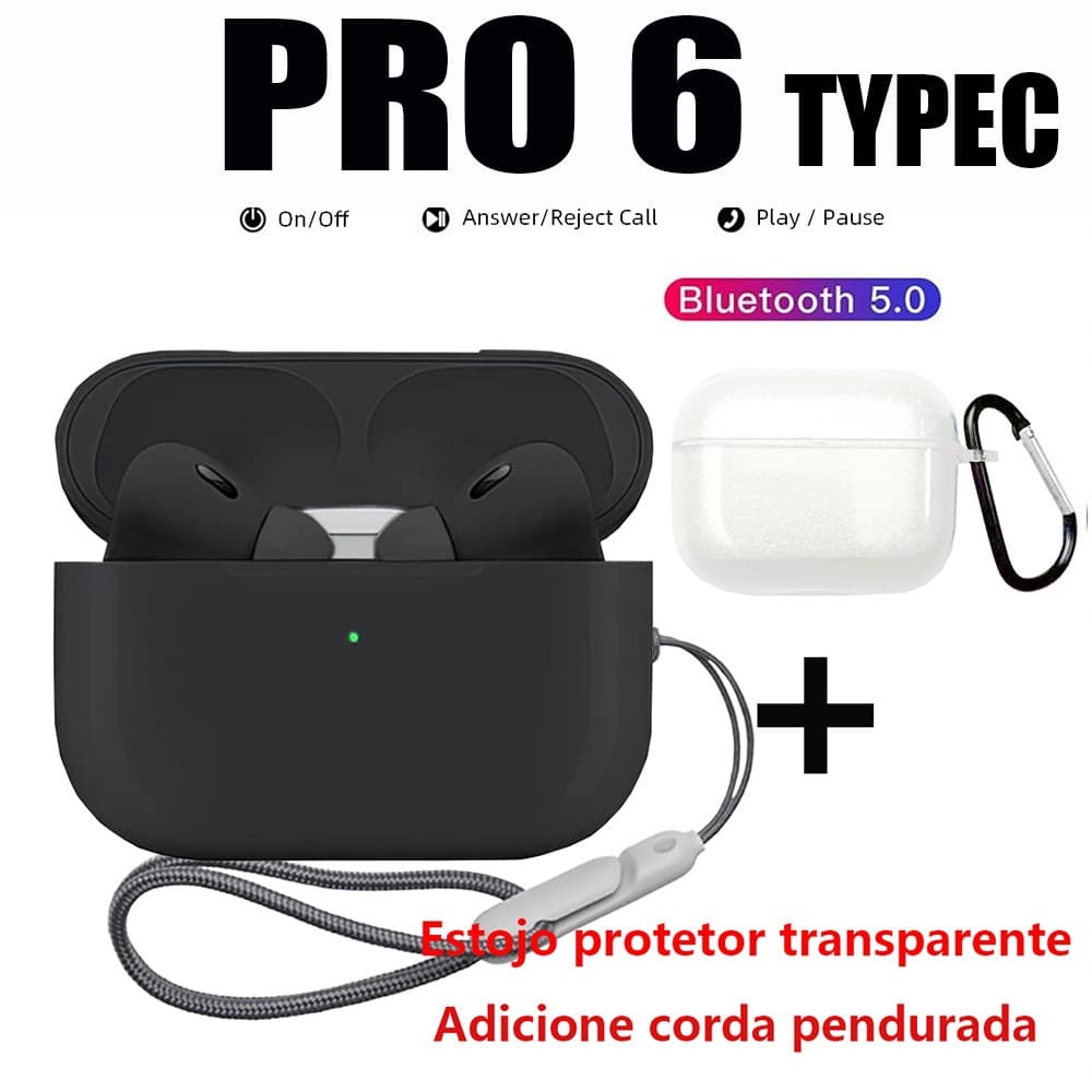 Fone De Ouvido AiPod pro 6 Bluetooth Sem Fio Com Microfone Fones esportivos Adequado