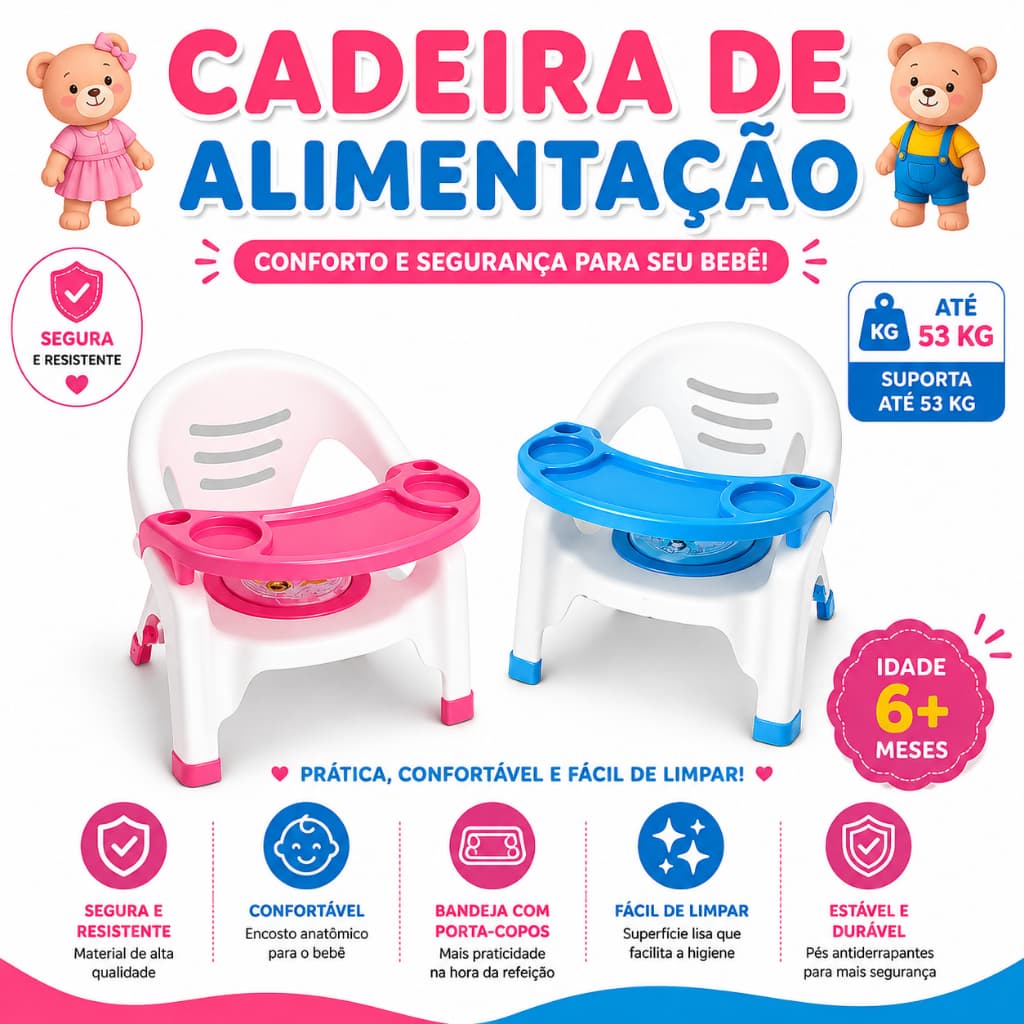 Cadeira De Alimentação Refeição Para Bebê Assento Com Som Bandeja Removível