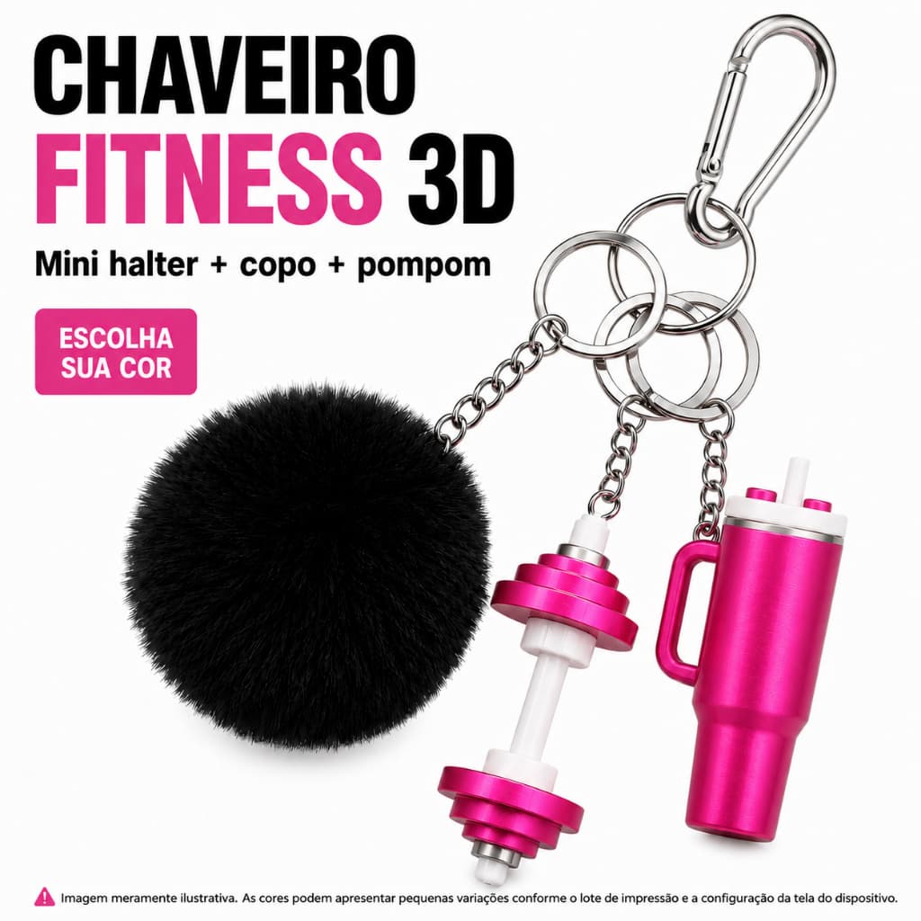 Chaveiros Fitness – Kits Mini Halteres, Garrafa e Peso Chaveiro Chaveiro academia