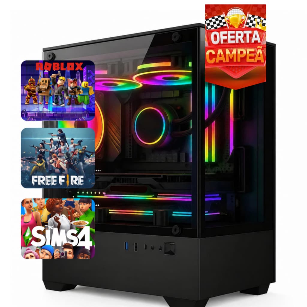 Computador Gamer RGB Intel I5 Memoria 16GB SSD 240GB ROBLOX FREE FIRE