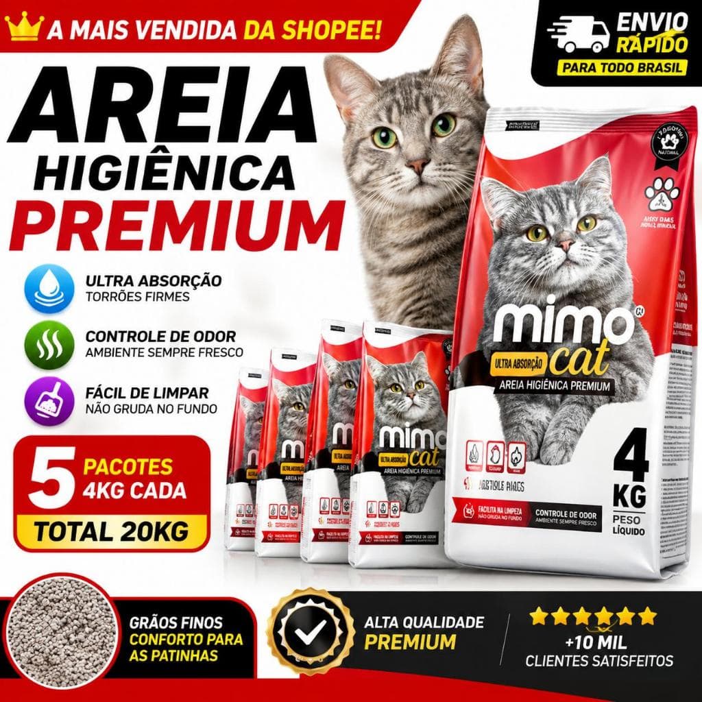 Areia Higiênica Mimo Cat Argipet para Gatos – Areia Sanitária