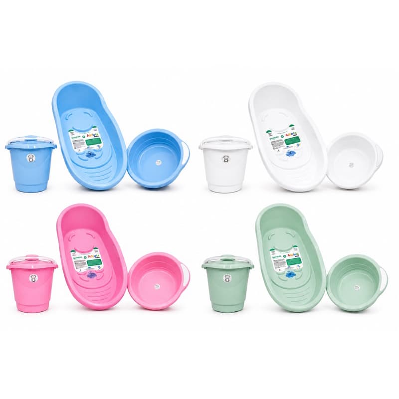 Kit Banheira de Bebê Adoleta Fofura Premium 3 Peças – Banheira, Bacia e Balde