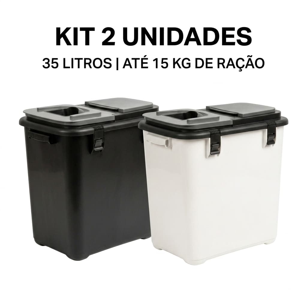 Porta Ração de 15 Kg Para Cachorros e Gatos Container para racao KIT 2 Unidades