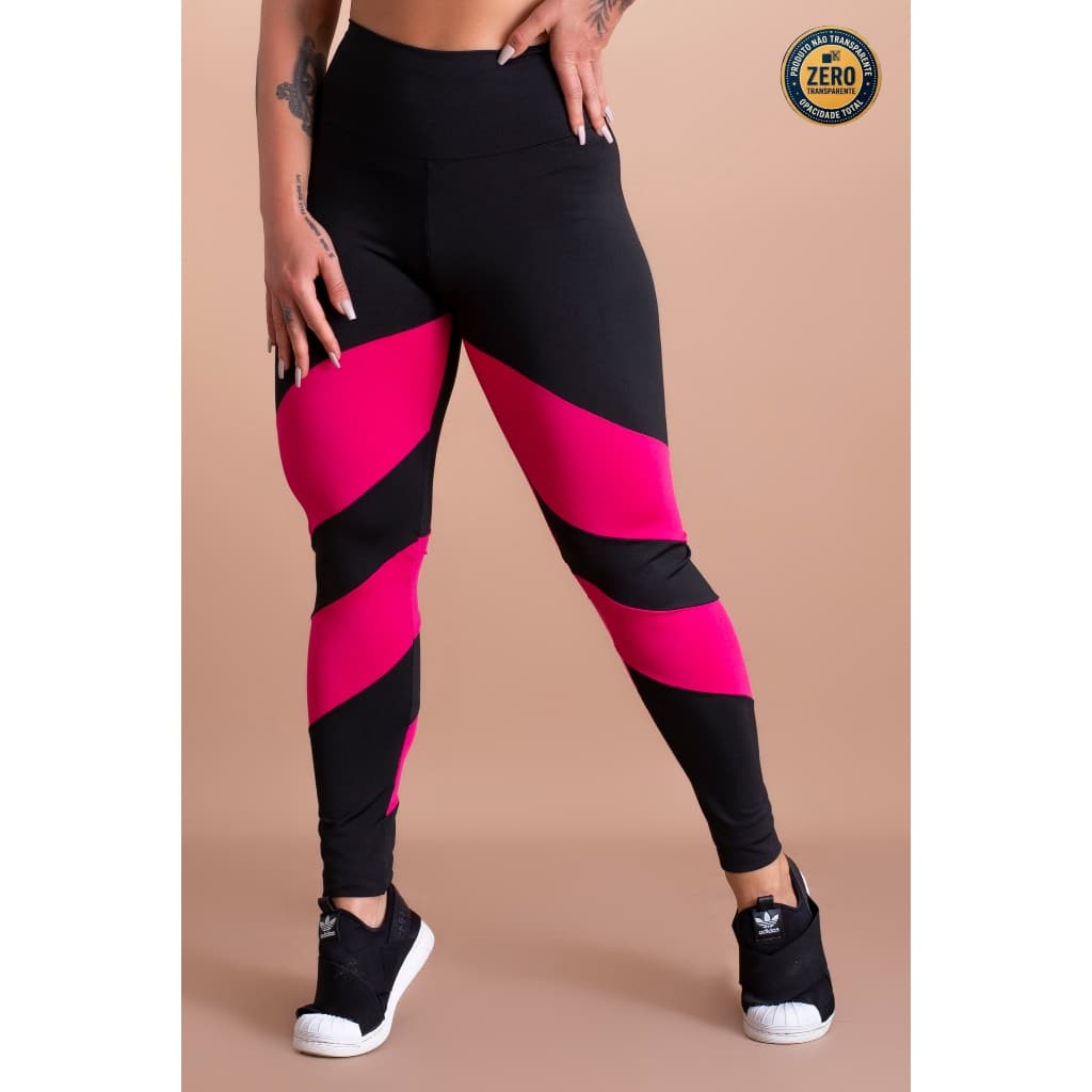 Calça Legging Cintura Alta Feminina Detalhe Perna Moda Academia Fitness ZERO TRANSPARÊNCIA