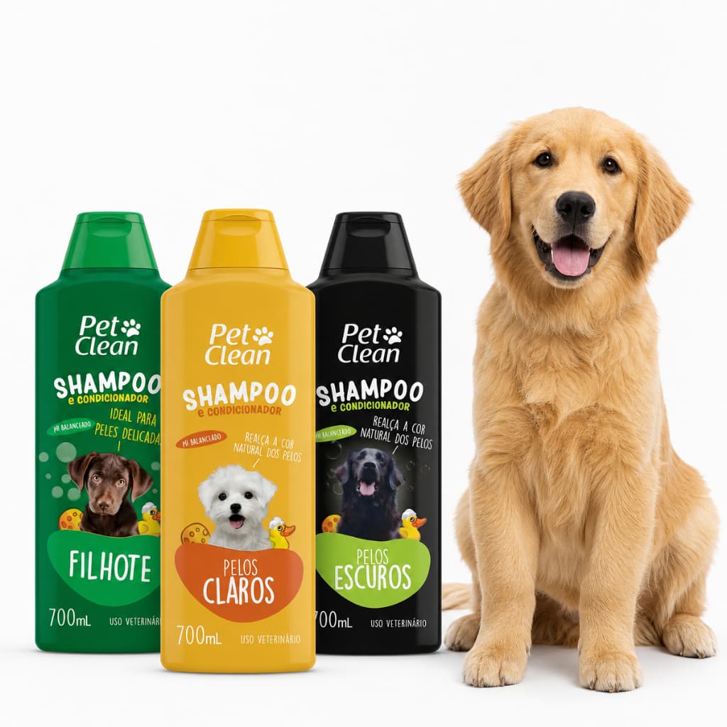 Shampoo PetClean 700ml para Cachorro Cães Filhotes e Adultos Todos os Pelos