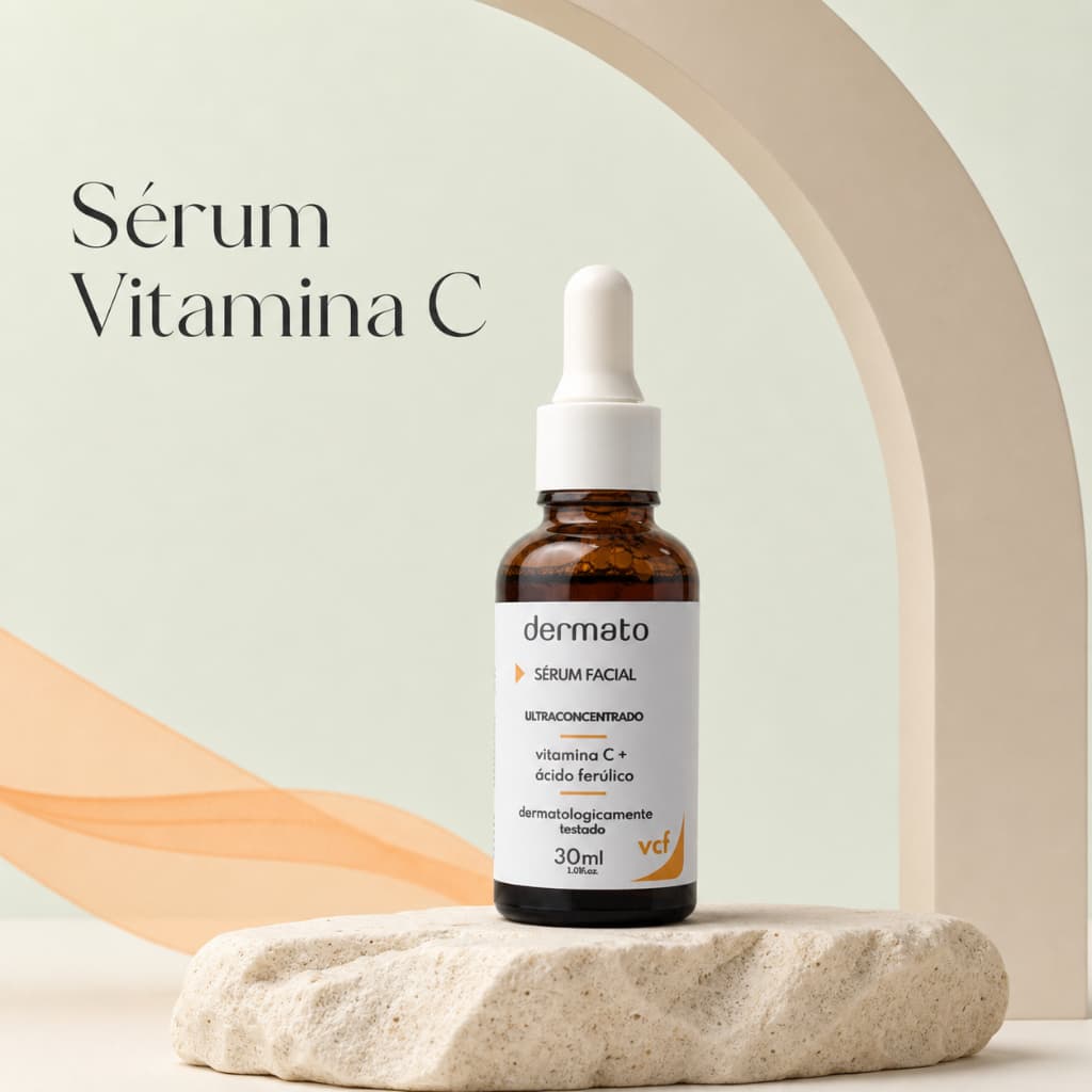 Sérum Facial Dermato Vitamina C 30ml | Vitamina C + Ácido Ferúlico | Antioxidante, Luminosidade e Cuidado Facial