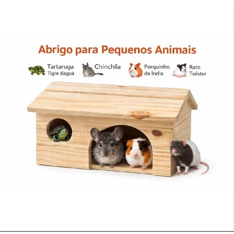 Casinha para Porquinho da India Mini toquinha Madeira para Pets pequenos