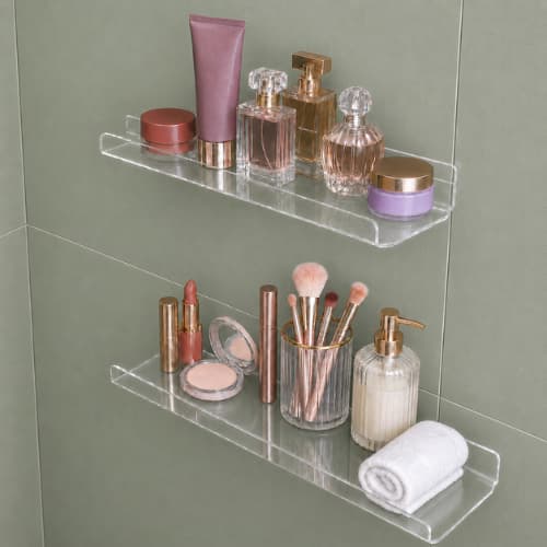 Prateleira Flutuante  Acrílico Organizadora Quarto/Sala/Cozinha - Formato U - Tênis Bonecos Tempero Shampoo Celular