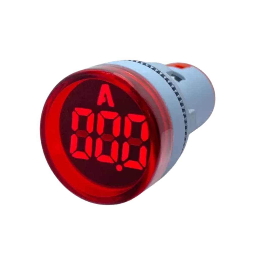 Amperímetro Digital Vermelho 22mm 100A 220 VAC Corrente AC Sinaleiro Painel Elétrico Automação