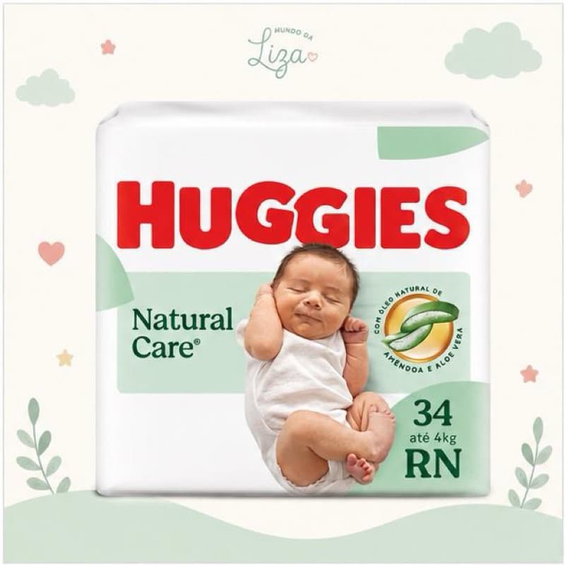 Fralda Huggies Recém Nascido Natural Care 34 Unidades