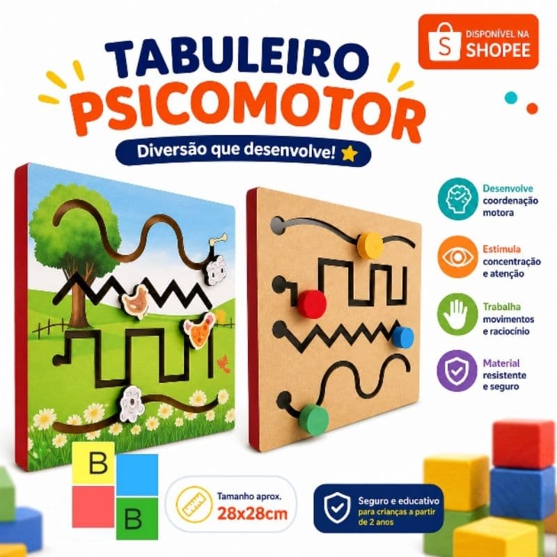 Brinquedo Pedagógico 04 Linhas Geométrico ou Animais Brinquedo Educativo para Desenvolvimento Cognitivo