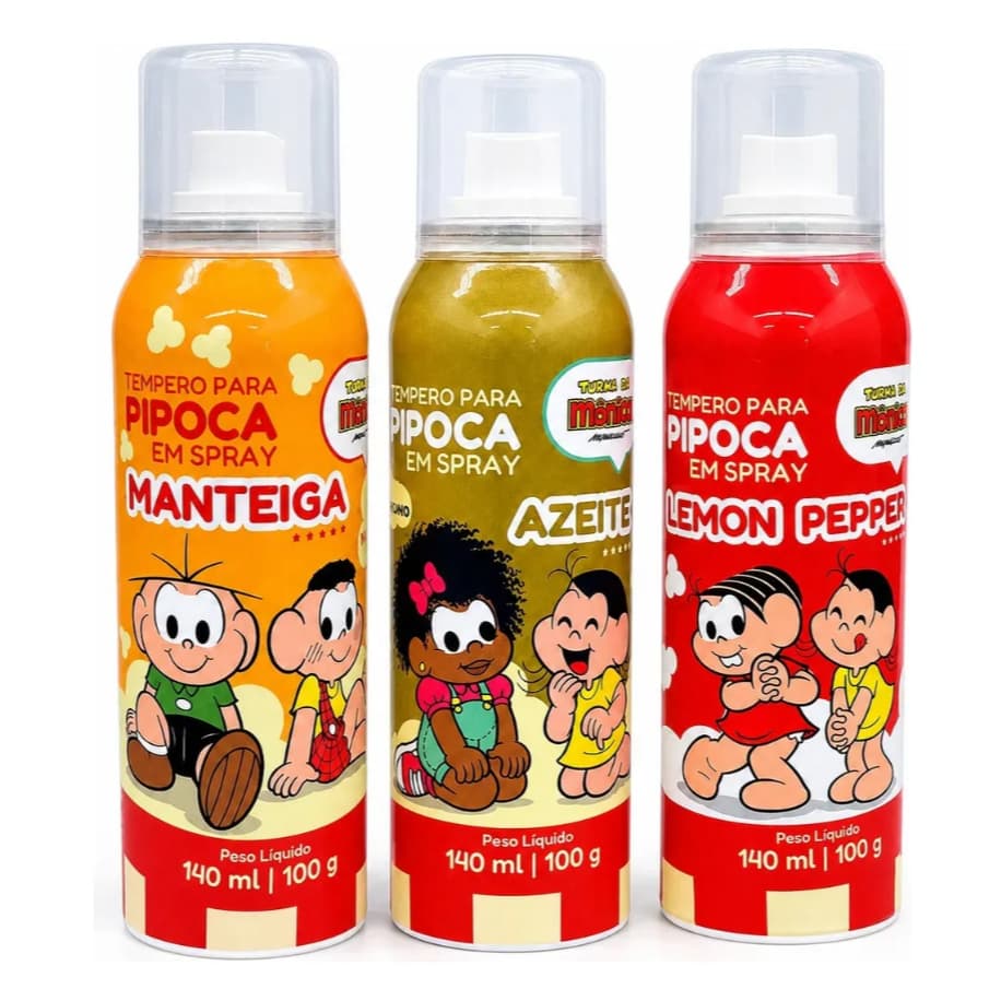Tempero Spray Para Pipoca Sabor Manteiga + Azeite + Lemon Pepper