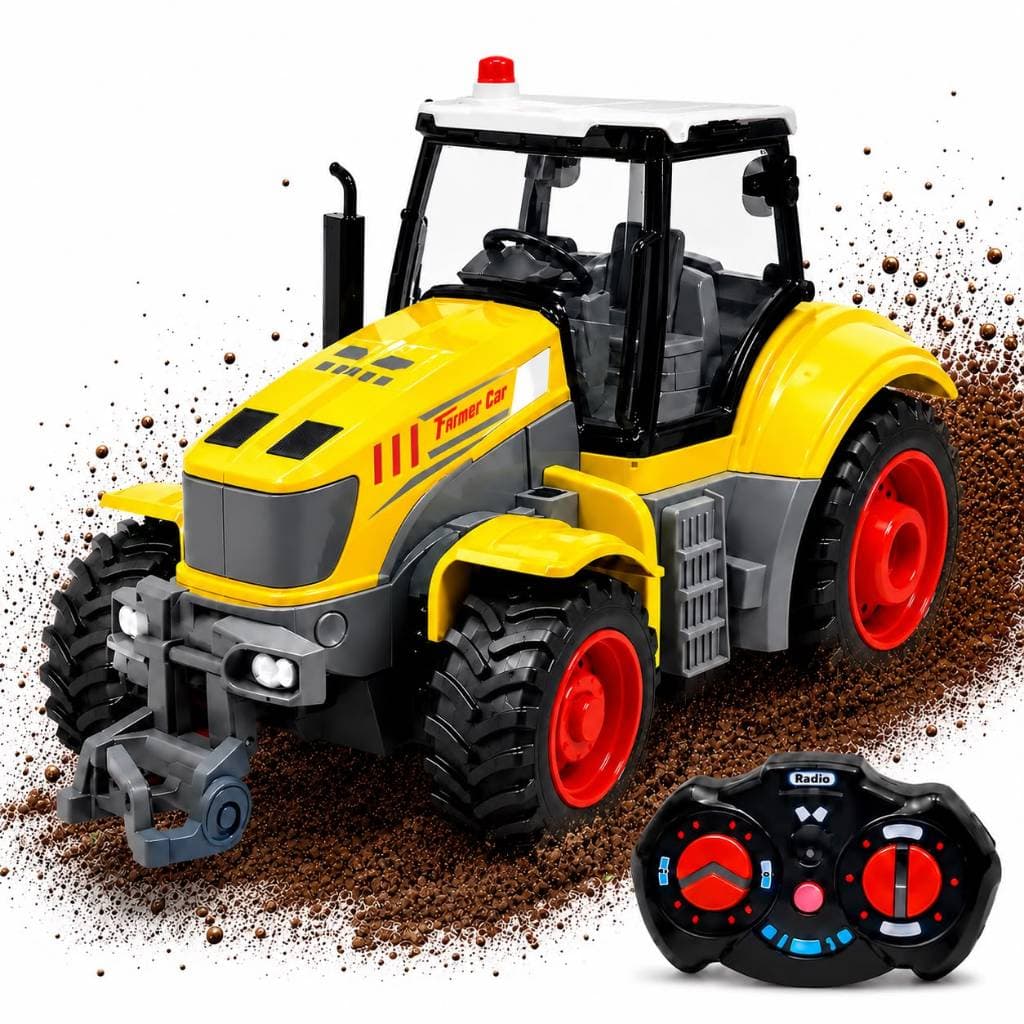Trator Agrícola de Brinquedo com Controle Remoto Recarregável Carrinho Infantil Fazenda Agro