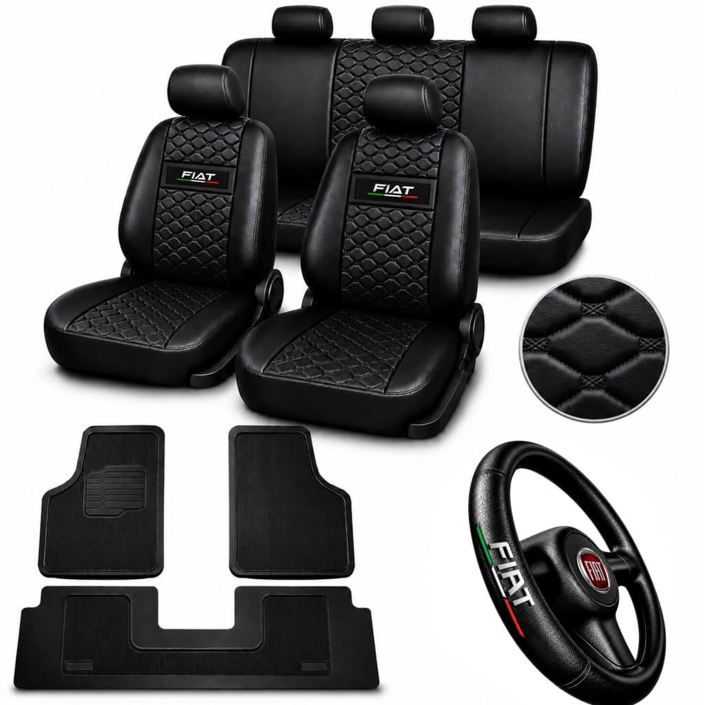 kit capa de banco de carro couro sintético + Jogo De Tapete Automotivo Palio El 96/97/98/99/2000