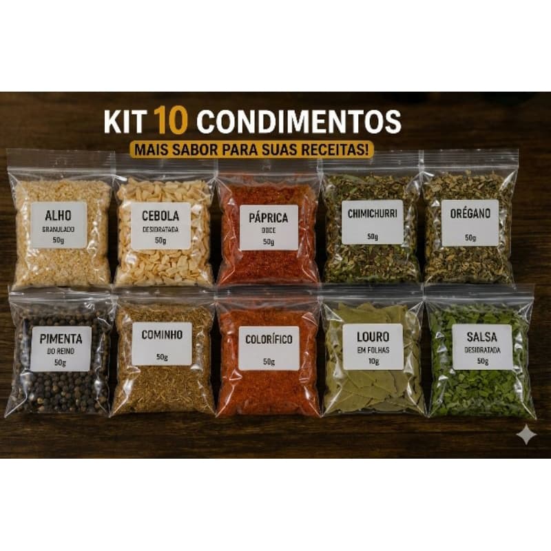 kit de temperos e condimentos com 30 grama cada