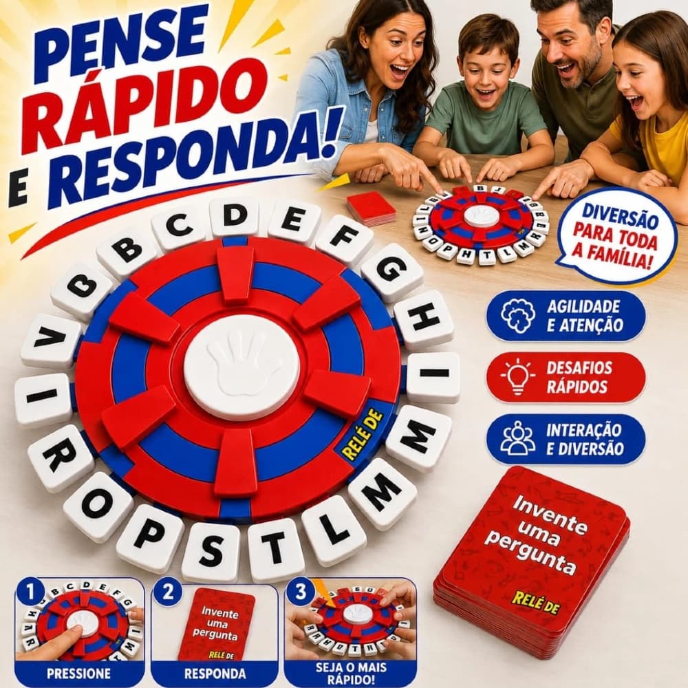 Jogo Stop Trava‑Letras Jogo Responda Rápido Tapple Versão Grande 24cm Idioma Português para Reuniões em Família