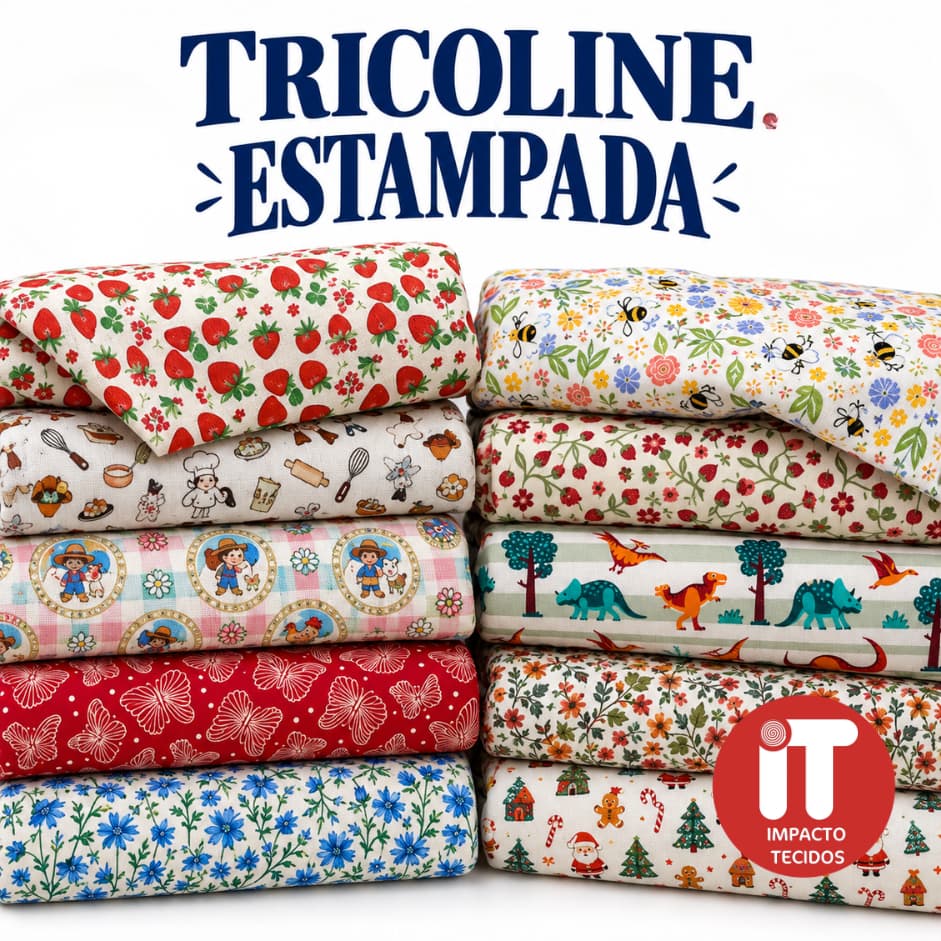 Tecido Tricoline Estampado 100% Algodão para Patchwork Artesanato Costura Criativa e Decoração 50cmx1,50m Est 134 a 183