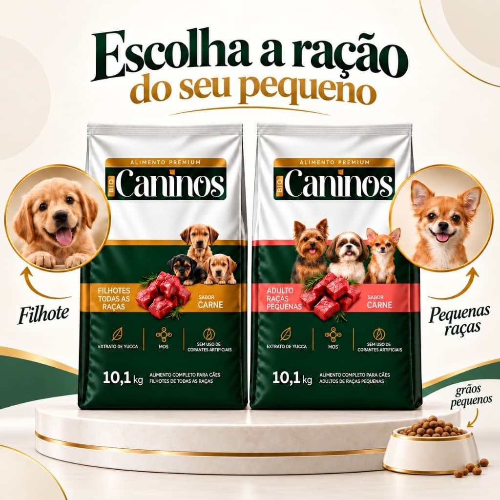 Ração para Cachorro Filhote e Raça Pequena Sabor Carne