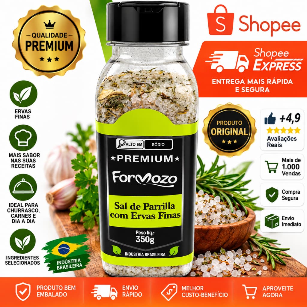 Sal de Parrilla 350g com Ervas Finas Premium para Churrasco e Carnes